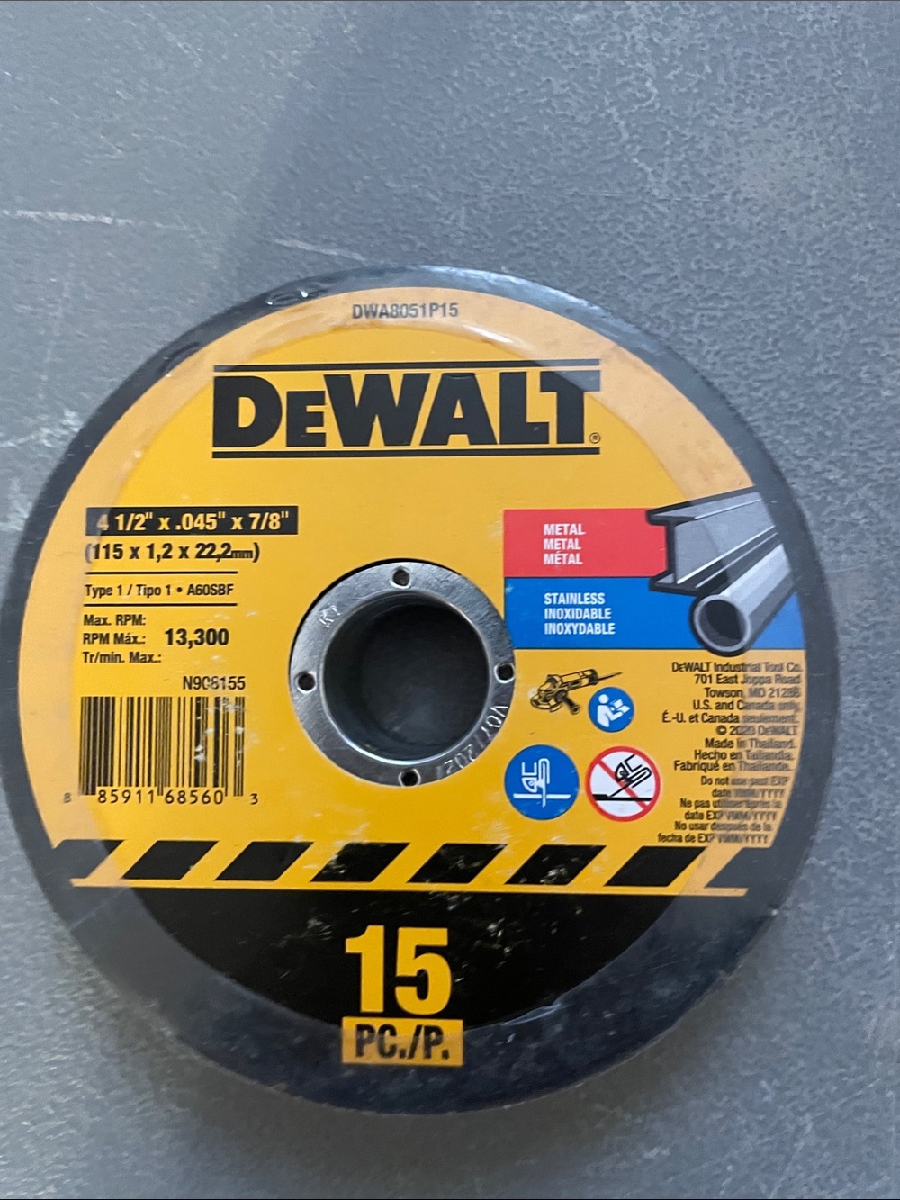 15-Pack Metal Cutting Wheels - Black/Yellow